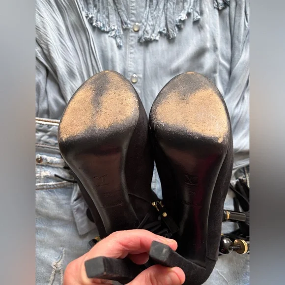 Louis Vuitton chic and sexy ankle boots with 14 cm heels and open toes. - Picture 12 of 17